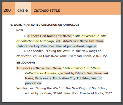 Screenshot of page from WW Norton's reference to the Chicago Manual of Style