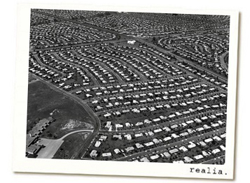 Aerial view of an American suburban subdivision