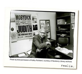 Harrison Hayford at his desk, Mobydick Boys folk music poster on the wall